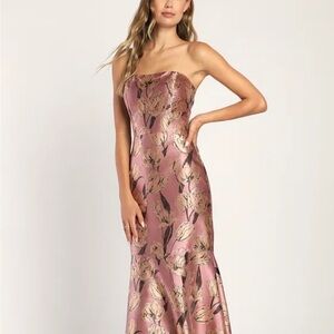 Lulu's Strapless Pink Floral Dress